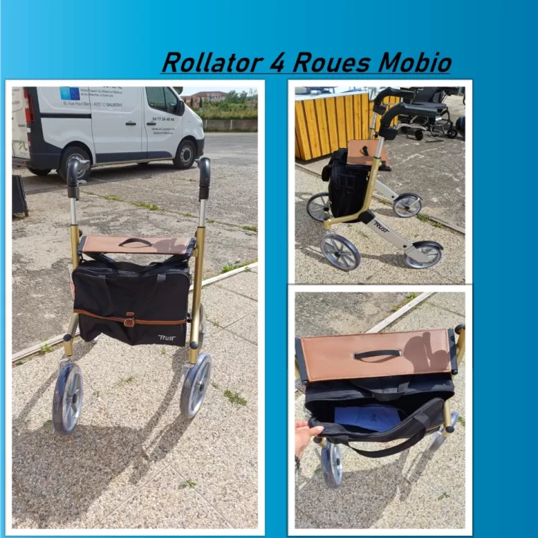 Achat d'un déambulateur pliable et léger 4 roues Mobio à Tarare
