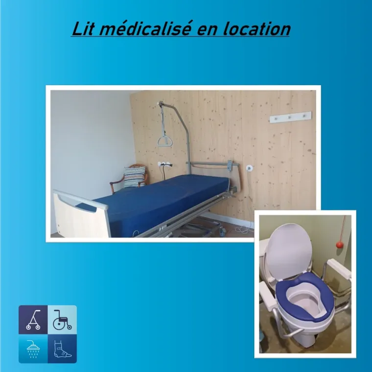 Location de lit médicalisé avec installation de réhausse WC et divers matériels pour la sécurité au domicile, Balbigny, EGLV MEDICAL